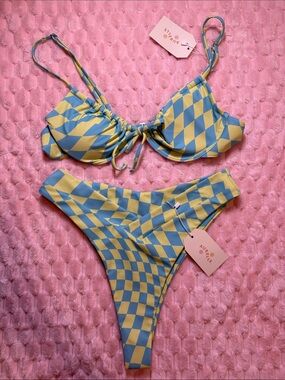 NWT Aurelle Blue & Green Bikini Set